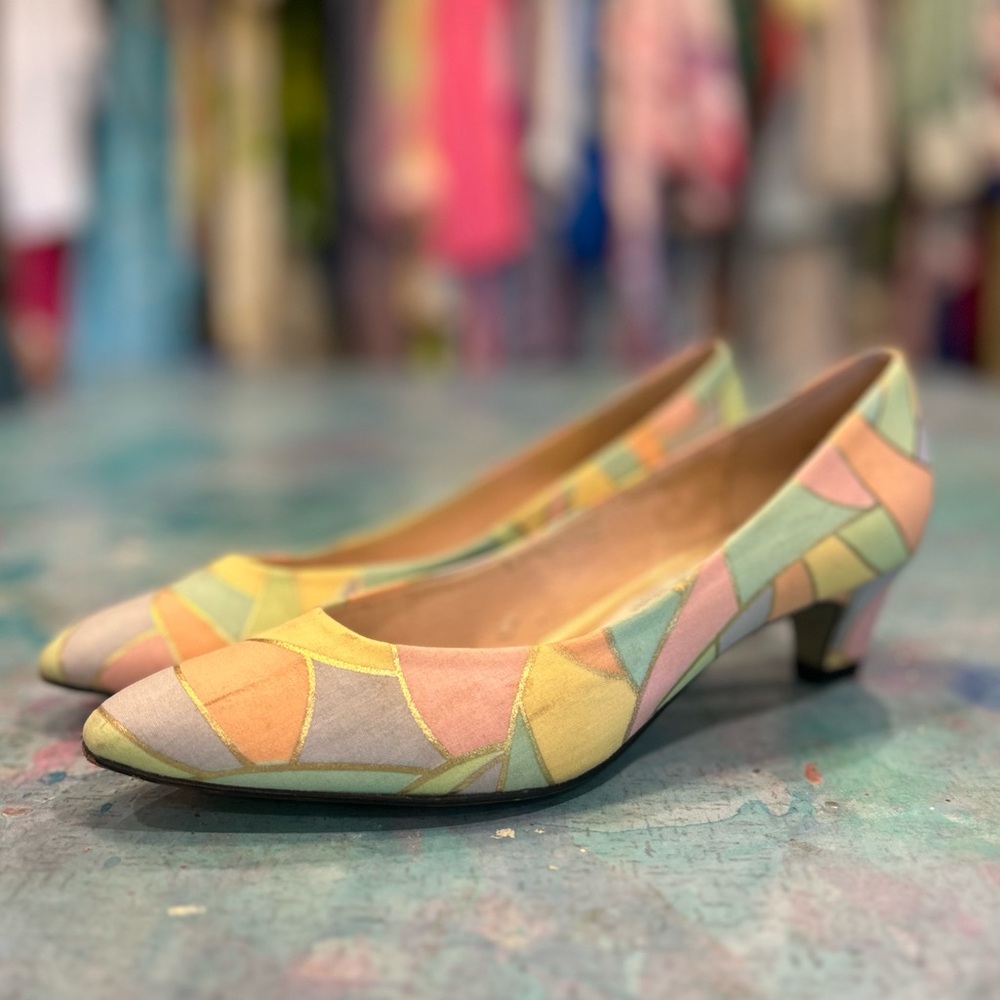 Vintage Pastel Colorblock Heels